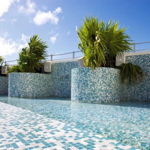 Pool-Friendly Glass Mosaic Tiles - Waterproof Wall Decor for Swim Areas